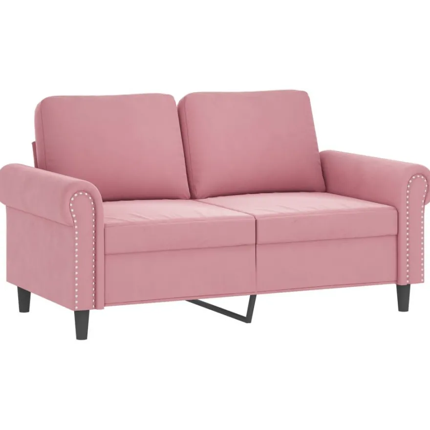 vidaXL 2-tlg. Sofagarnitur mit Kissen Rosa Samt