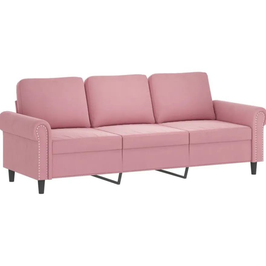 vidaXL 2-tlg. Sofagarnitur mit Kissen Rosa Samt