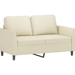 vidaXL 3-tlg. Sofagarnitur mit Kissen Creme Kunstleder