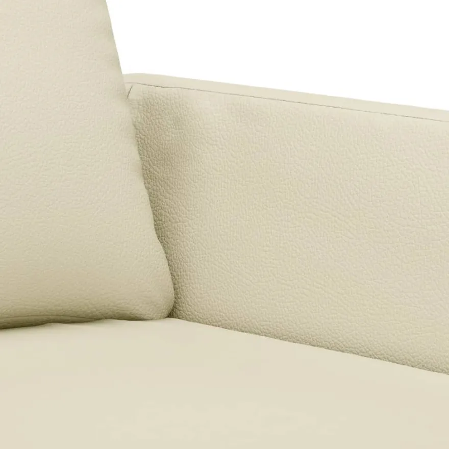 vidaXL 3-tlg. Sofagarnitur mit Kissen Creme Kunstleder