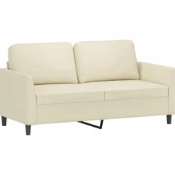 vidaXL 3-tlg. Sofagarnitur mit Kissen Creme Kunstleder