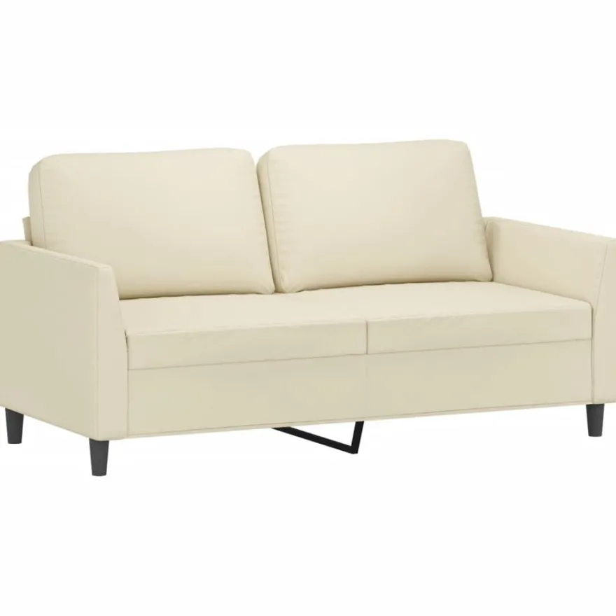 vidaXL 3-tlg. Sofagarnitur mit Kissen Creme Kunstleder