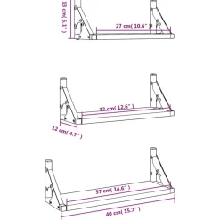 vidaXL 3-tlg. Wandregal-Set Räuchereiche Holzwerkstoff