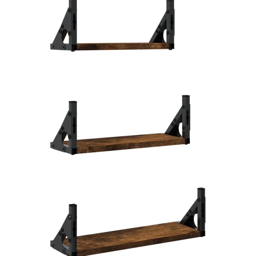 vidaXL 3-tlg. Wandregal-Set Räuchereiche Holzwerkstoff
