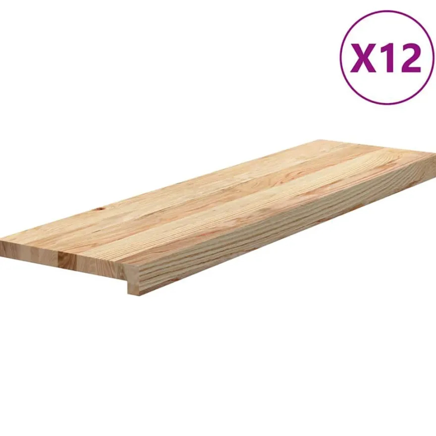 vidaXL Treppenstufen 12 Stk. Unbehandelt 90x25x2 cm Massivholz Eiche