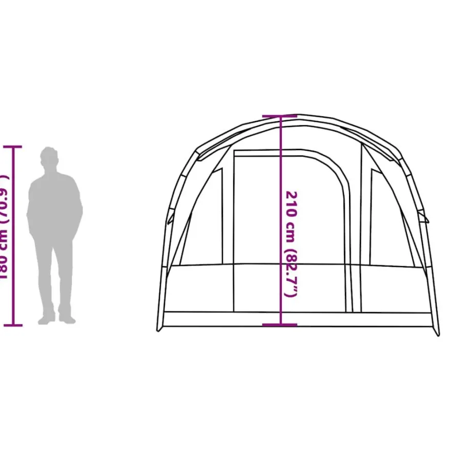 vidaXL Tunnelzelt 3 Personen Grün Wasserdicht
