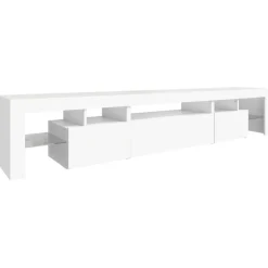 vidaXL TV-Schrank mit LED-Leuchten Weiß 215x36,5x40 cm