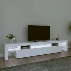 vidaXL TV-Schrank mit LED-Leuchten Weiß 215x36,5x40 cm