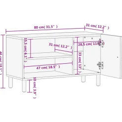 vidaXL TV-Schrank 80x31x46 cm Massivholz Mango