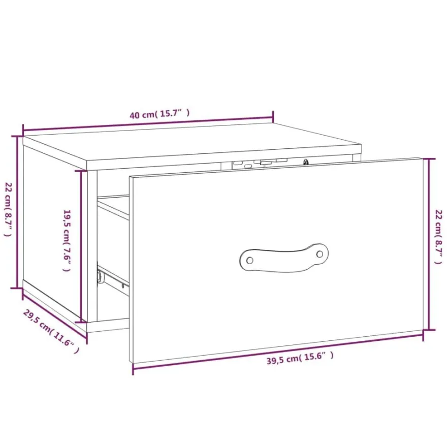 vidaXL Wand-Nachttische 2 Stk. Weiß 40x29,5x22 cm