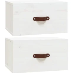 vidaXL Wand-Nachttische 2 Stk. Weiß 40x29,5x22 cm