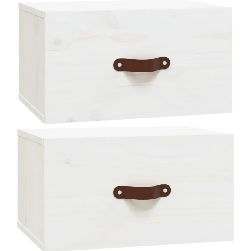 vidaXL Wand-Nachttische 2 Stk. Weiß 40x29,5x22 cm