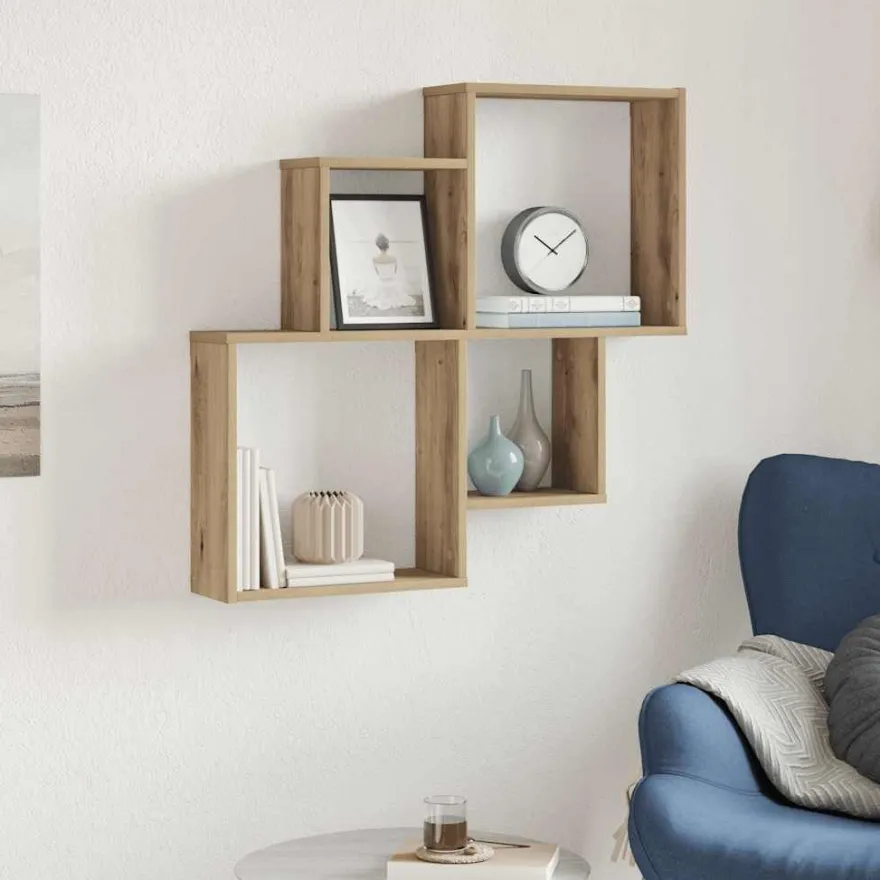 vidaXL Wandregal Artisan-Eiche 80x15x78,5 cm Holzwerkstoff