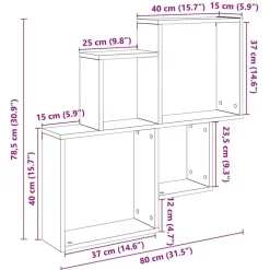 vidaXL Wandregal Artisan-Eiche 80x15x78,5 cm Holzwerkstoff