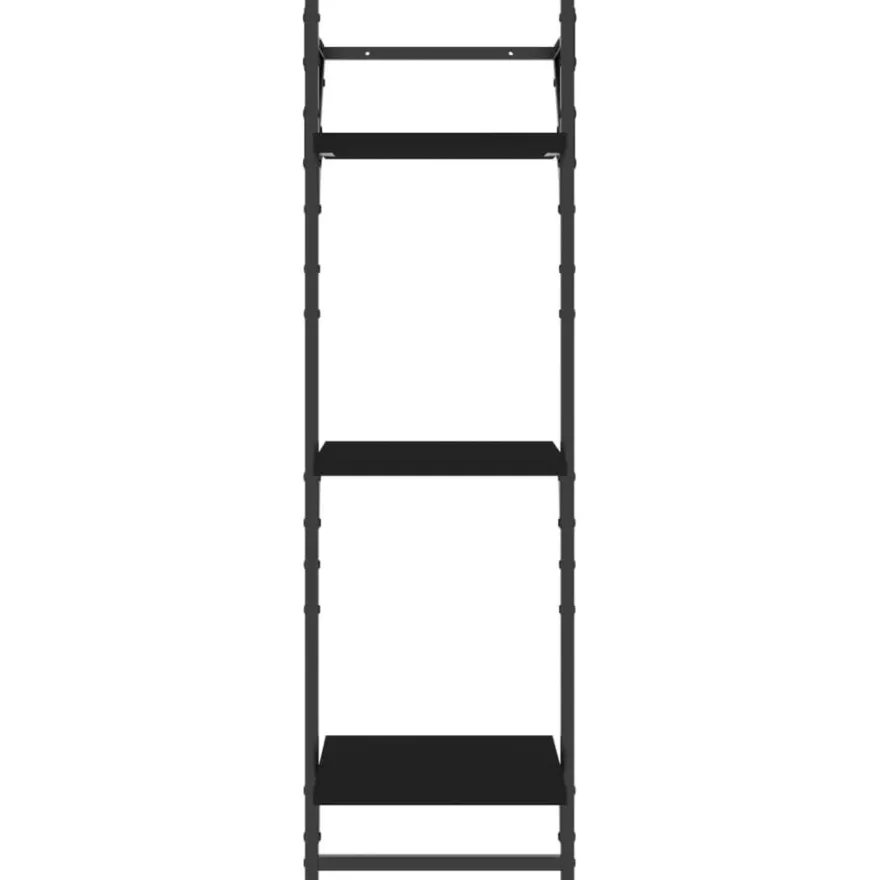 vidaXL Wandregale mit 3 Ablagen & Stangen 2 Stk. Schwarz 30x25x100 cm