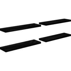 vidaXL Wandregale Schwebend 4 Stk. Hochglanz-Schwarz 90x23,5x3,8cm MDF