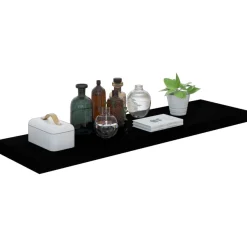 vidaXL Wandregale Schwebend 4 Stk. Hochglanz-Schwarz 90x23,5x3,8cm MDF