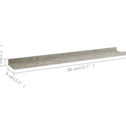 vidaXL Wandregale 4 Stk. Betongrau 40x9x3 cm