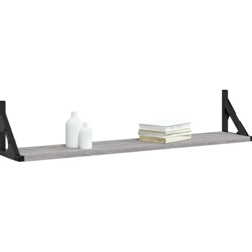 vidaXL Wandregale 2 Stk. Grau Sonoma 80x15x15,5 cm Holzwerkstoff