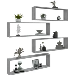 vidaXL Wandregale 4 Stk. Grau Sonoma 100x15x30 cm Holzwerkstoff