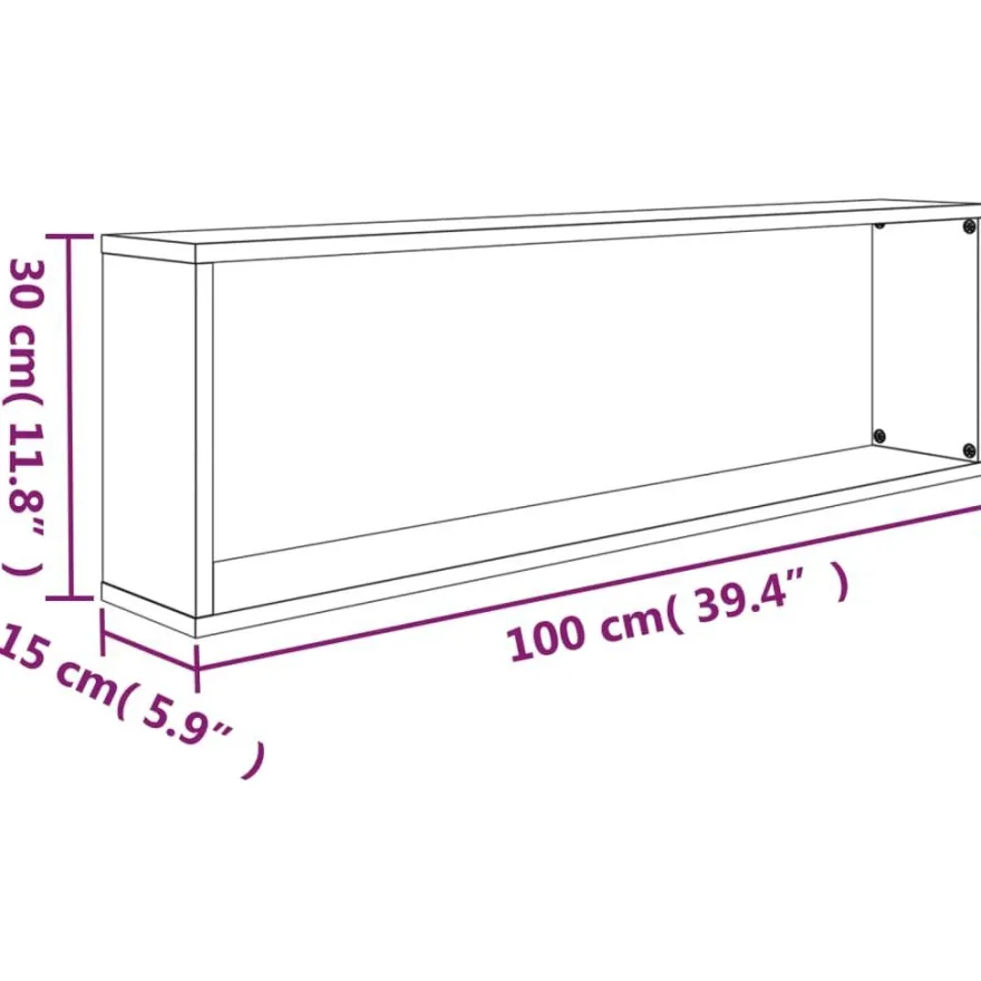 vidaXL Wandregale 4 Stk. Grau Sonoma 100x15x30 cm Holzwerkstoff