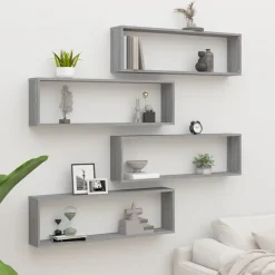 vidaXL Wandregale 4 Stk. Grau Sonoma 100x15x30 cm Holzwerkstoff