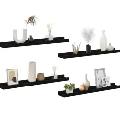 vidaXL Wandregale 4 Stk. Schwarz 60x9x3 cm