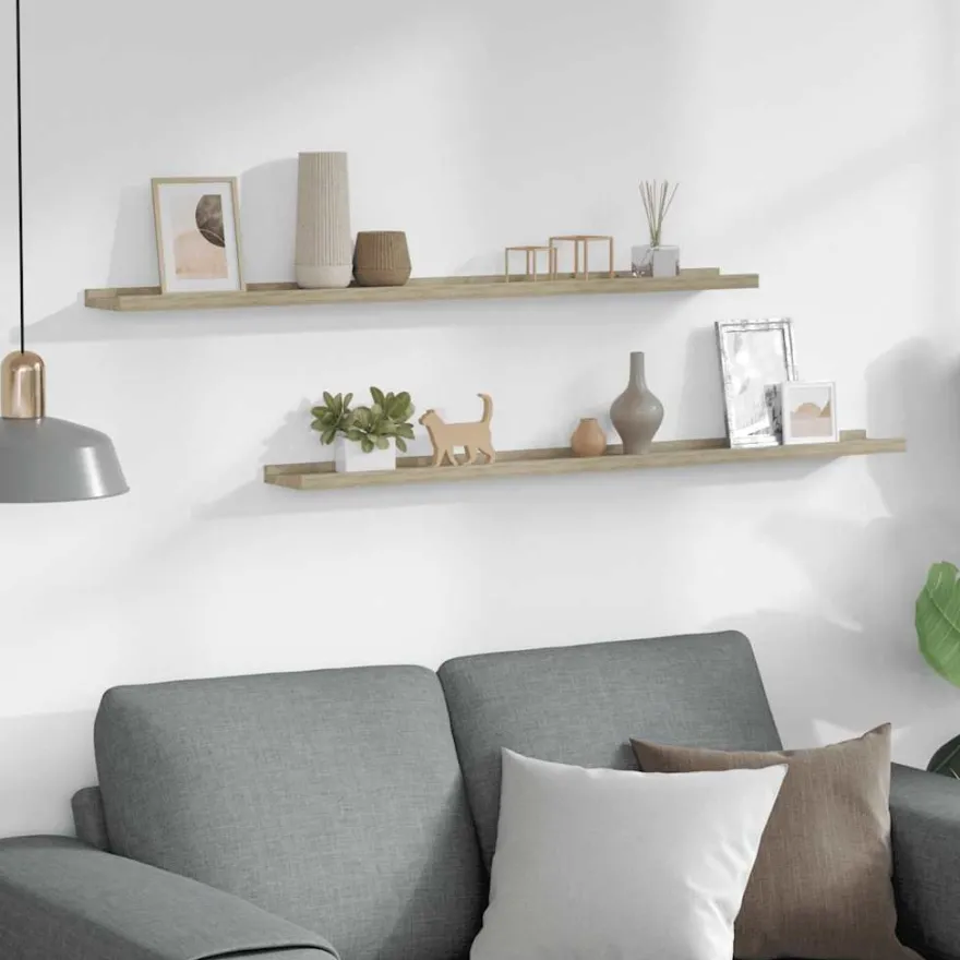 vidaXL Wandregale 2 Stk. Sonoma-Eiche 100x9x3 cm