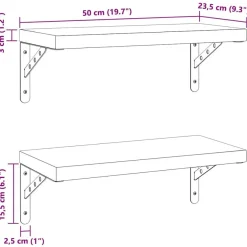 vidaXL Wandregale 2 Stk. 50x23,5 cm Schwarz Edelstahl