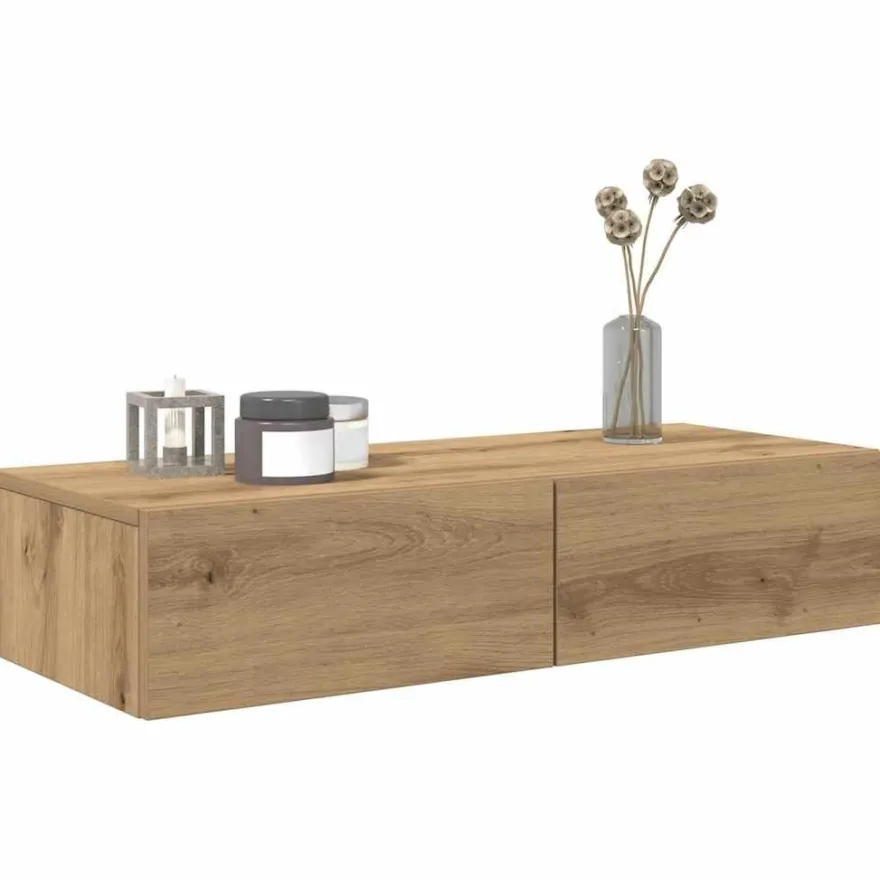 vidaXL Wandregal mit Schubladen Artisan-Eiche 80x33x17cm Holzwerkstoff