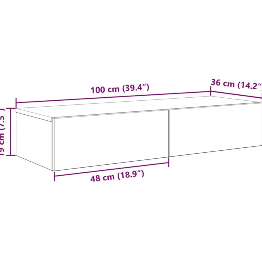 vidaXL Wandregal mit Schubladen Räuchereiche 100x36x19cm Holzwerkstoff