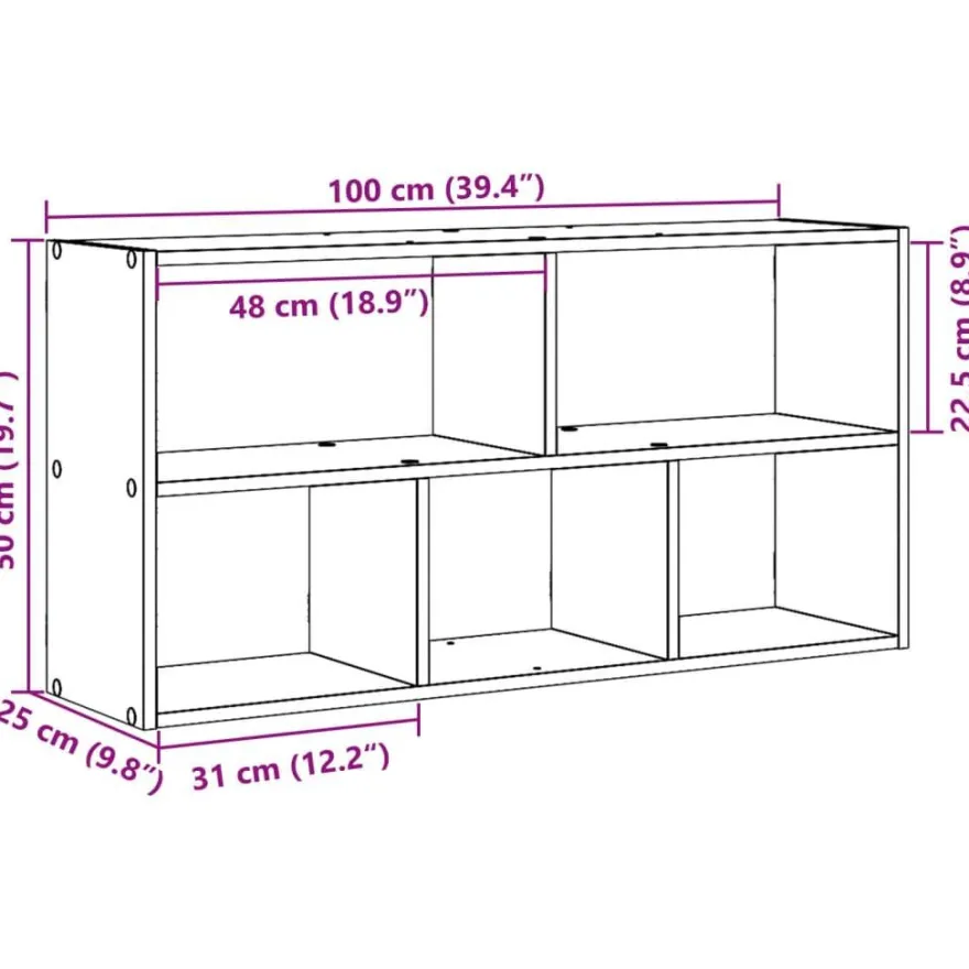 vidaXL Wandregal Räuchereiche 100x25x50 cm Holzwerkstoff