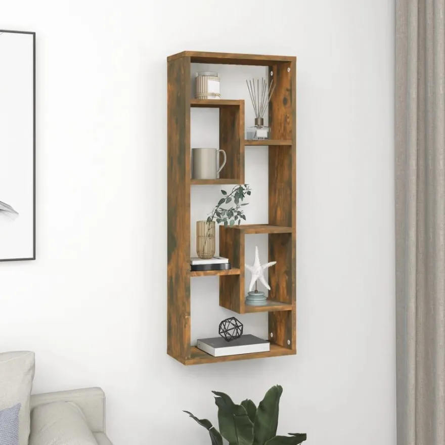 vidaXL Wandregal Räuchereiche 36x16x90 cm Holzwerkstoff