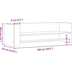 vidaXL Wandregal Schwarz 100x35x30,5 cm Holzwerkstoff