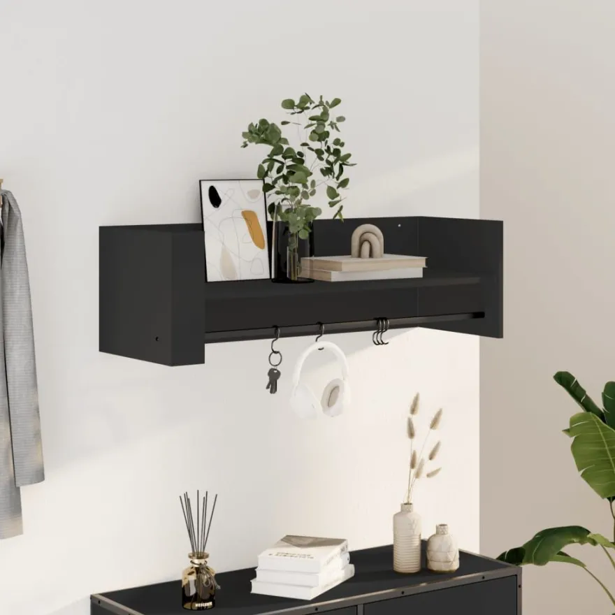 vidaXL Wandregal Schwarz 100x35x30,5 cm Holzwerkstoff