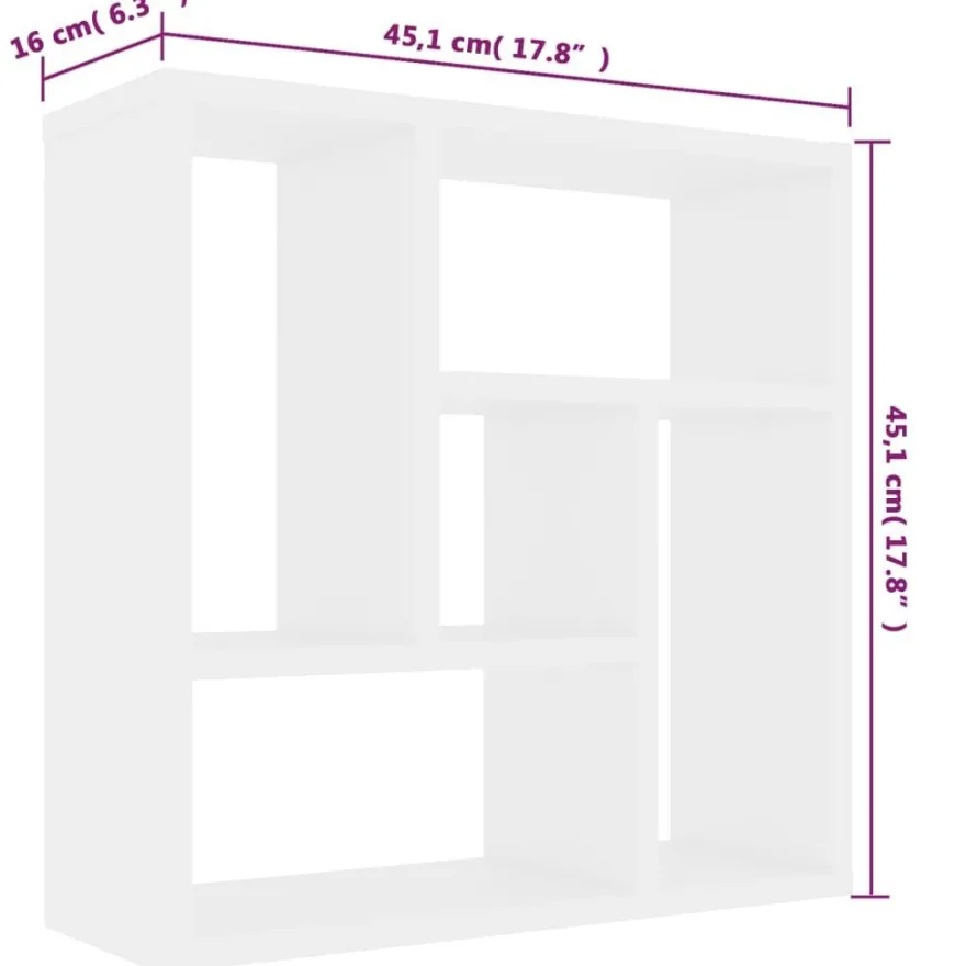 vidaXL Wandregal Weiß 45,1x16x45,1 cm Holzwerkstoff
