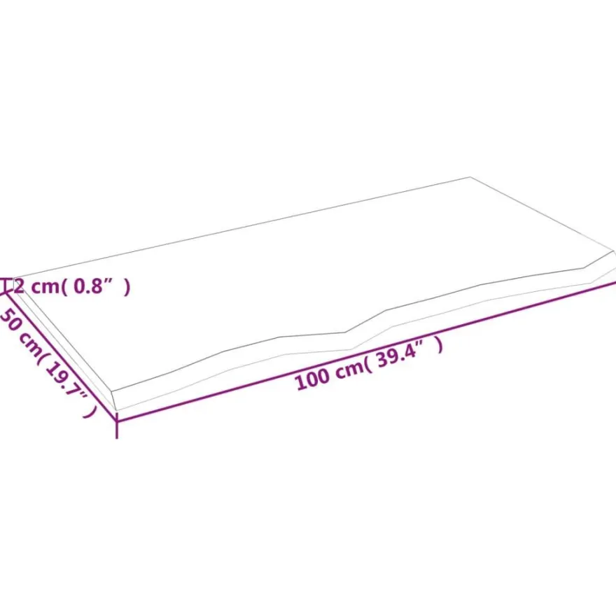vidaXL Wandregal 100x50x2 cm Massivholz Eiche Unbehandelt