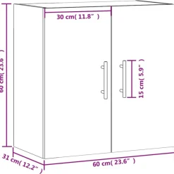 vidaXL Wandschrank Betongrau 60x31x60 cm Holzwerkstoff