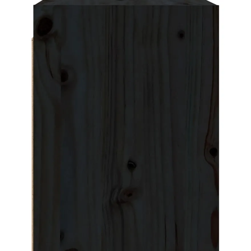vidaXL Wandschränke 2 Stk. Schwarz 30x30x40 cm Massivholz Kiefer