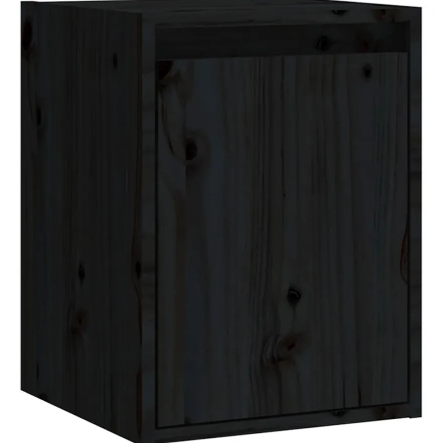 vidaXL Wandschränke 2 Stk. Schwarz 30x30x40 cm Massivholz Kiefer