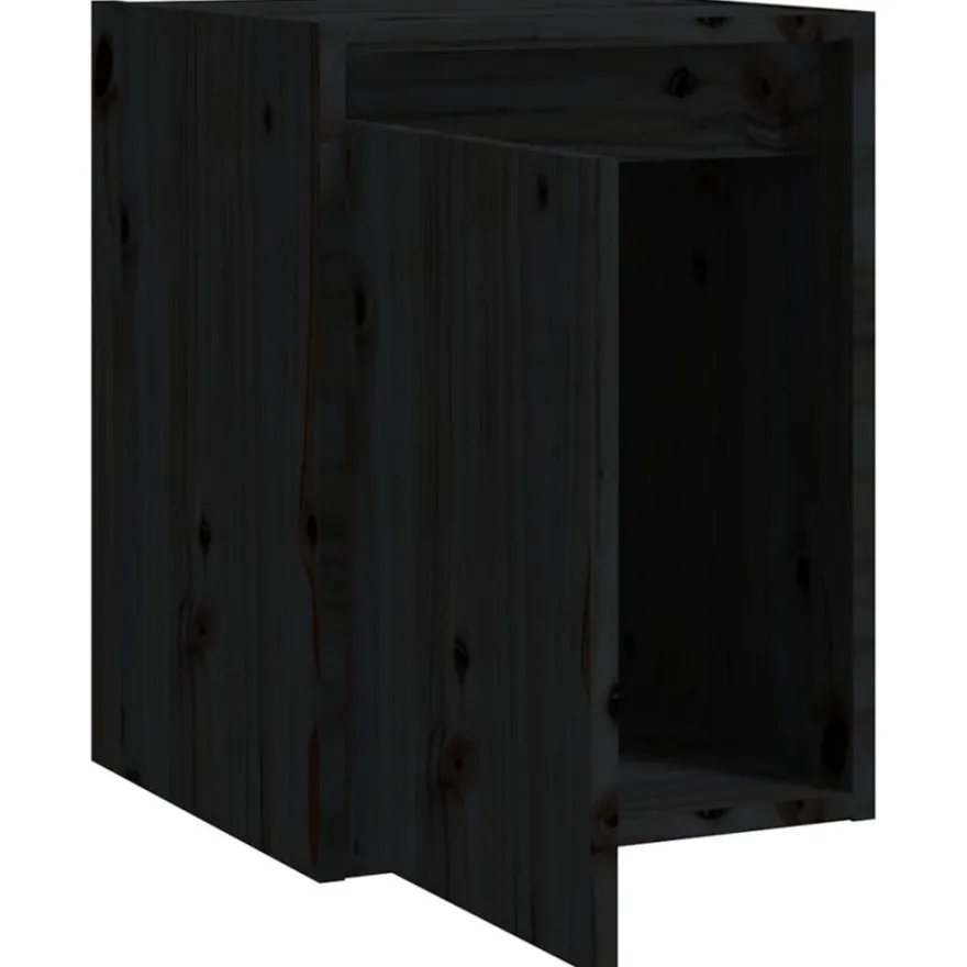 vidaXL Wandschränke 2 Stk. Schwarz 30x30x40 cm Massivholz Kiefer