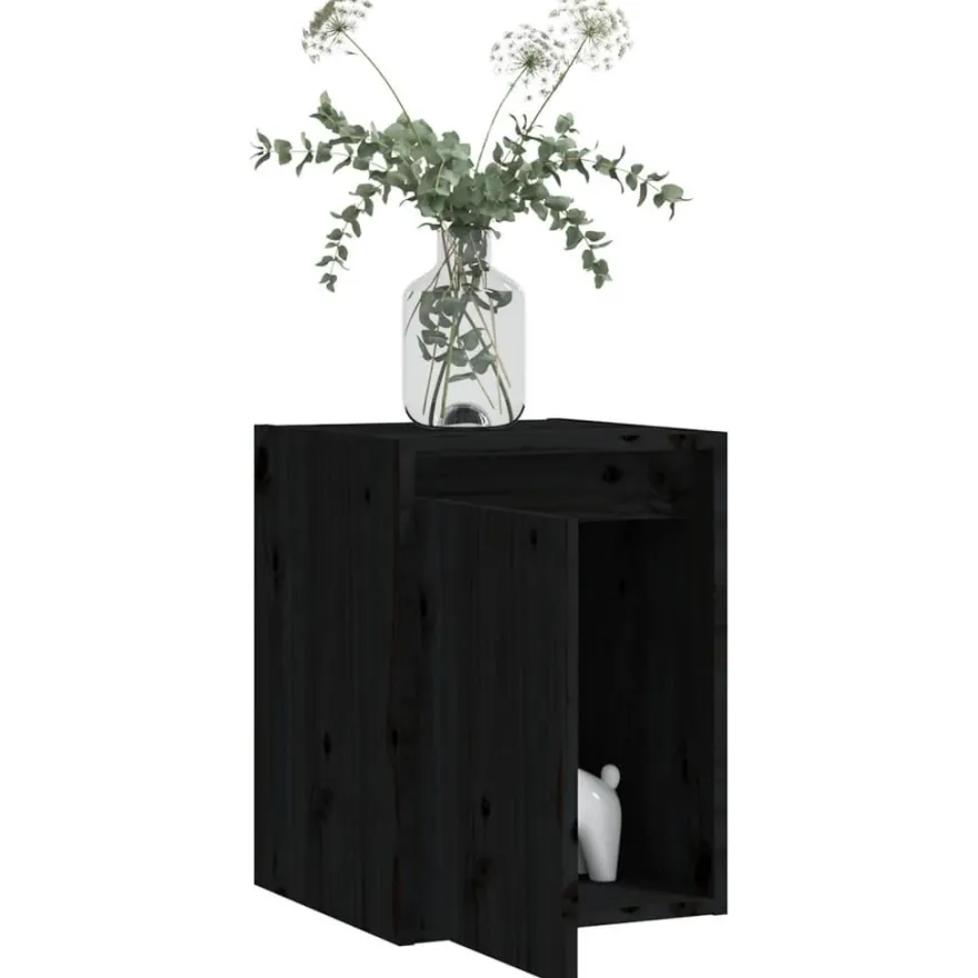 vidaXL Wandschränke 2 Stk. Schwarz 30x30x40 cm Massivholz Kiefer