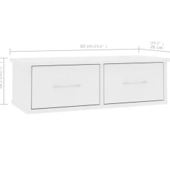 vidaXL Wand-Schubladenregal Weiß 60x26x18,5 cm Holzwerkstoff