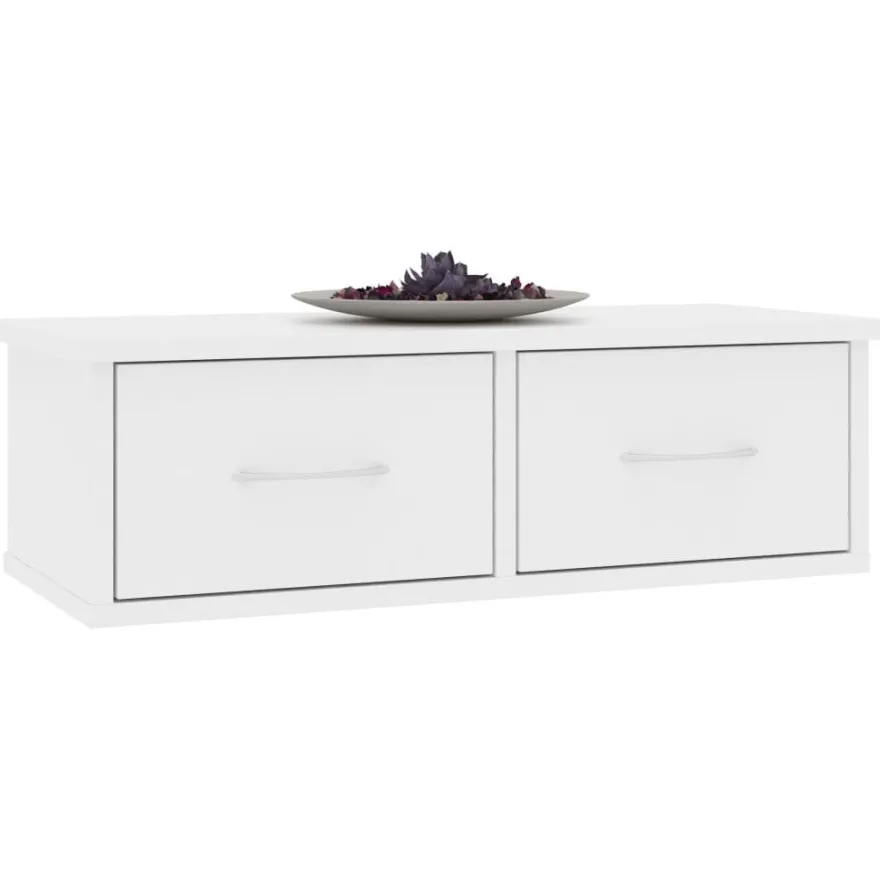 vidaXL Wand-Schubladenregal Weiß 60x26x18,5 cm Holzwerkstoff