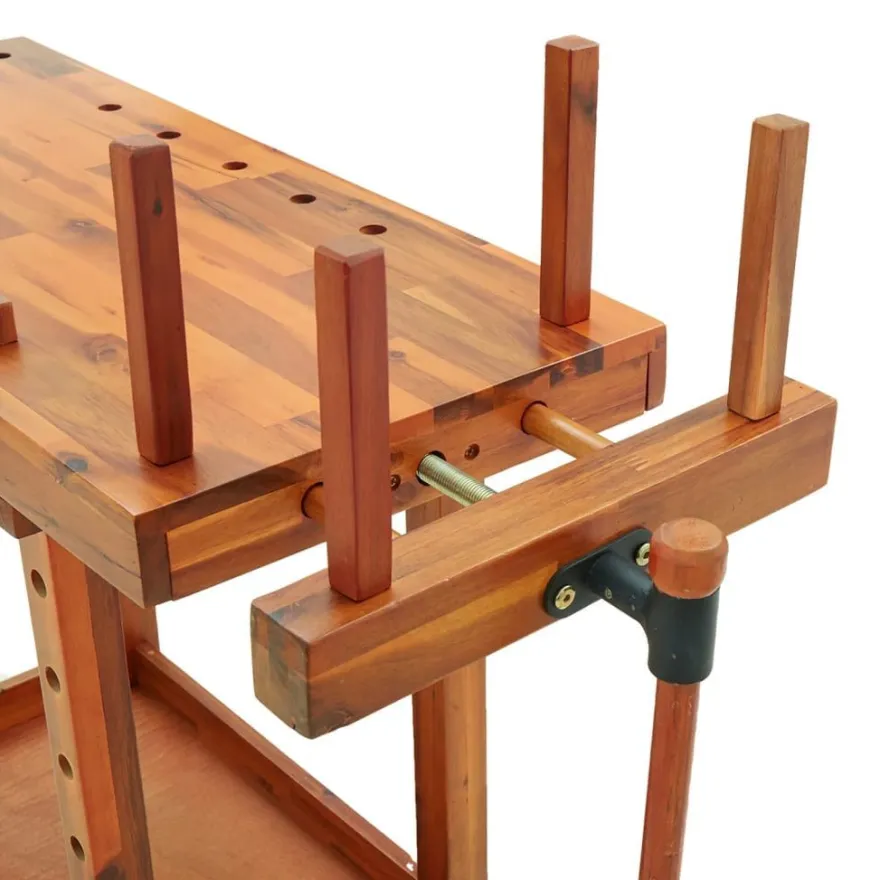 vidaXL Werkbank mit Schraubstöcken 92x48x83 cm Massivholz Akazie