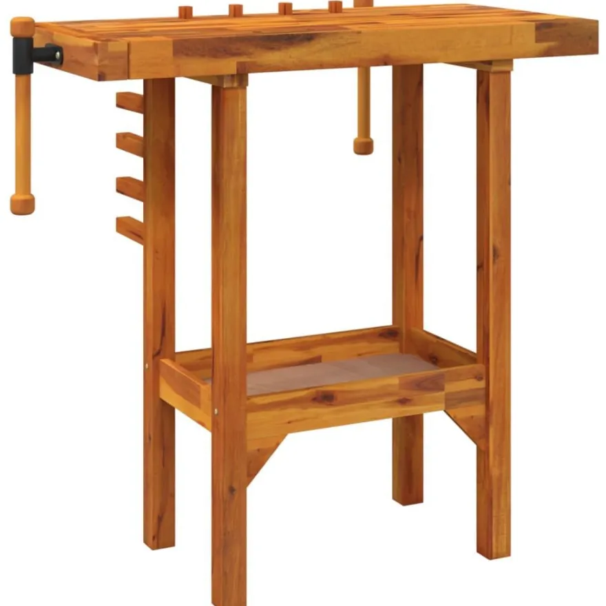 vidaXL Werkbank mit Schraubstöcken 92x48x83 cm Massivholz Akazie