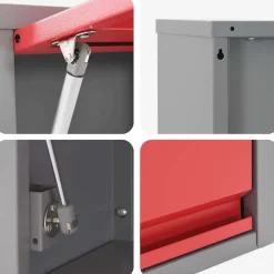 vidaXL Werkzeugschrank mit Speicher Rot und Grau 100 x 25 x 35 cm