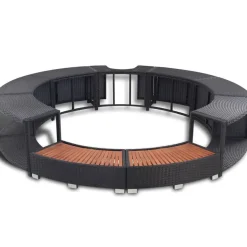 vidaXL Whirlpool-Umrandung Schwarz Poly-Rattan