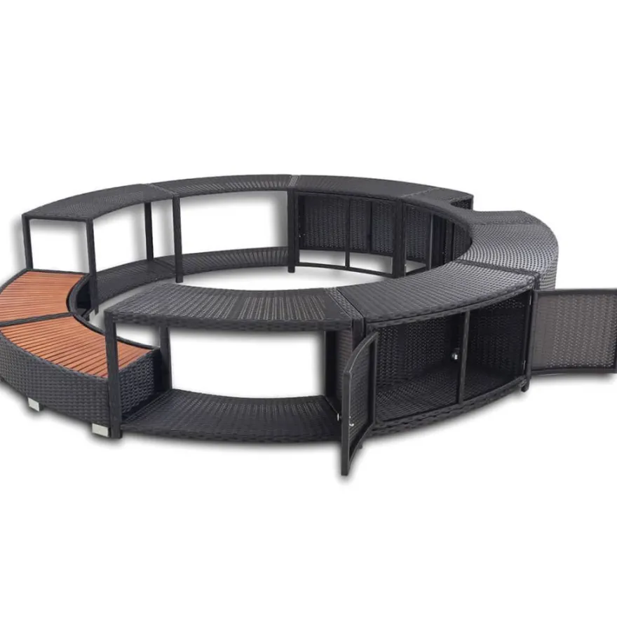 vidaXL Whirlpool-Umrandung Schwarz Poly-Rattan