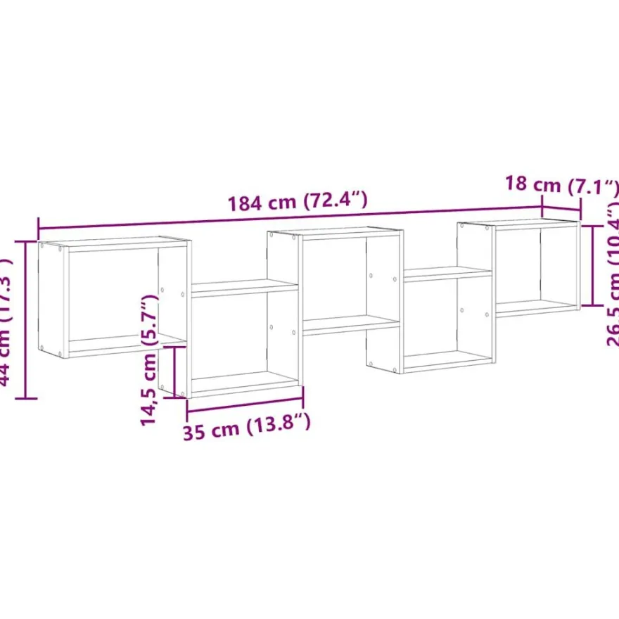 vidaXL Würfelregal 5 Fächer Altholz-Optik Holzwerkstoff
